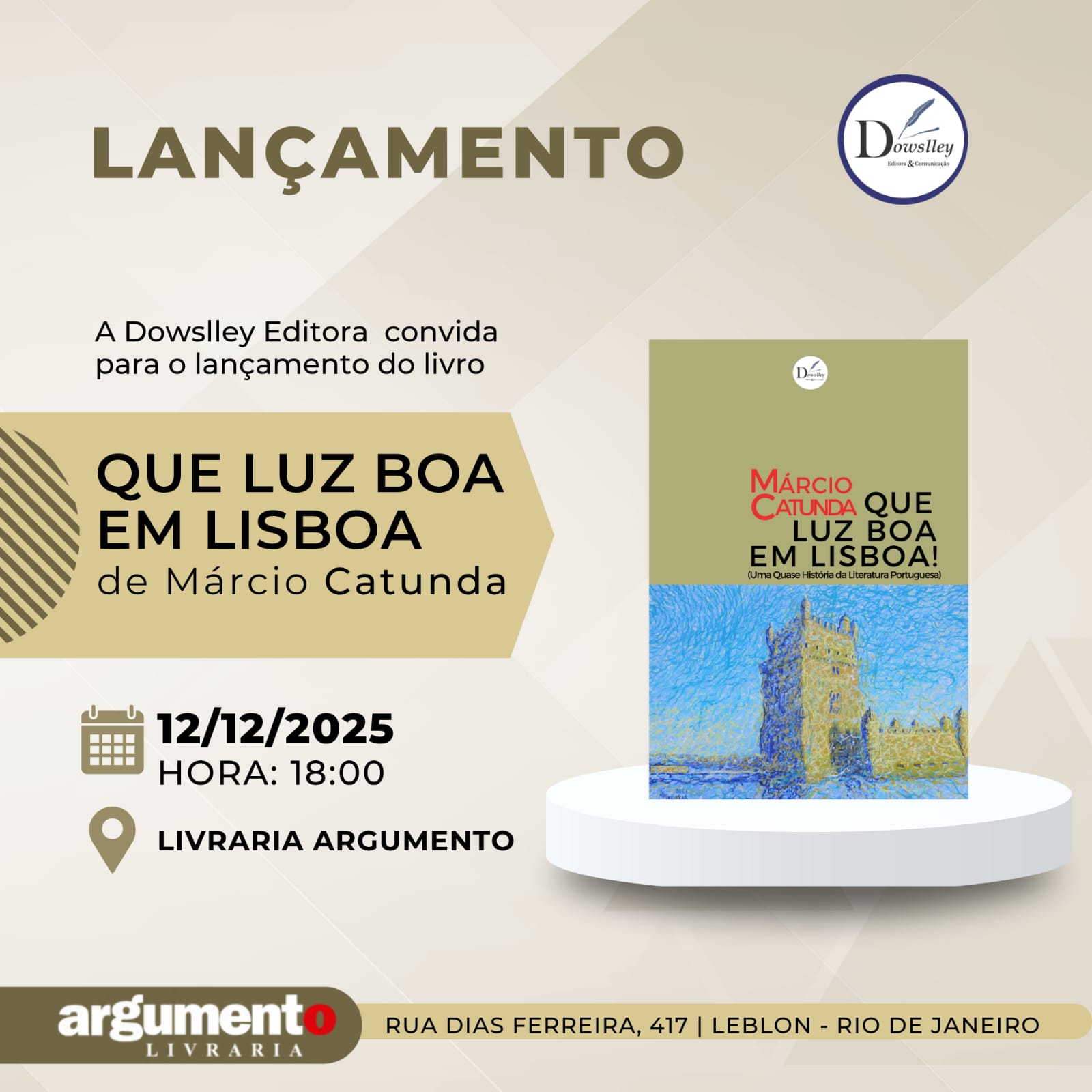 Arquivo: Márcio Catunda/Livraria Argumento